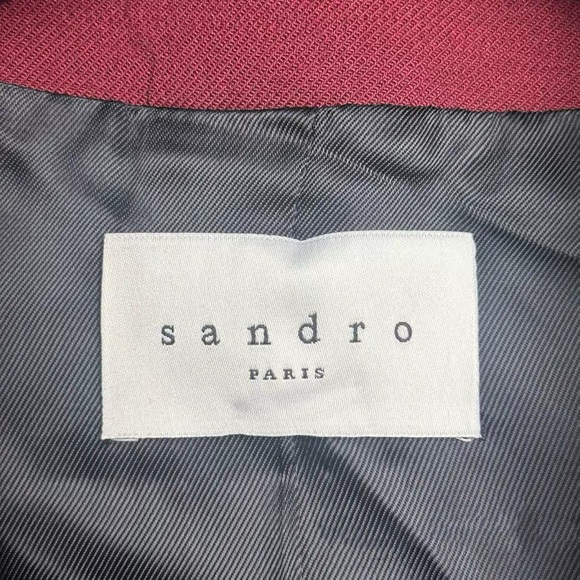 🧨steal Authentic Sandro Women's Deep Red Double-Breasted Blazer - Picture 4 of 5